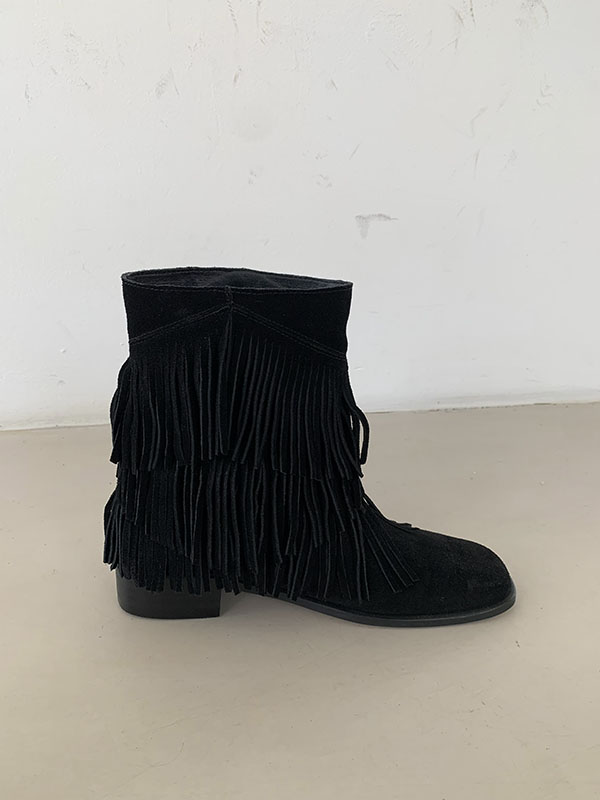 [MD PICK] REAL SUEDE FRINGE ANKLE BOOTS